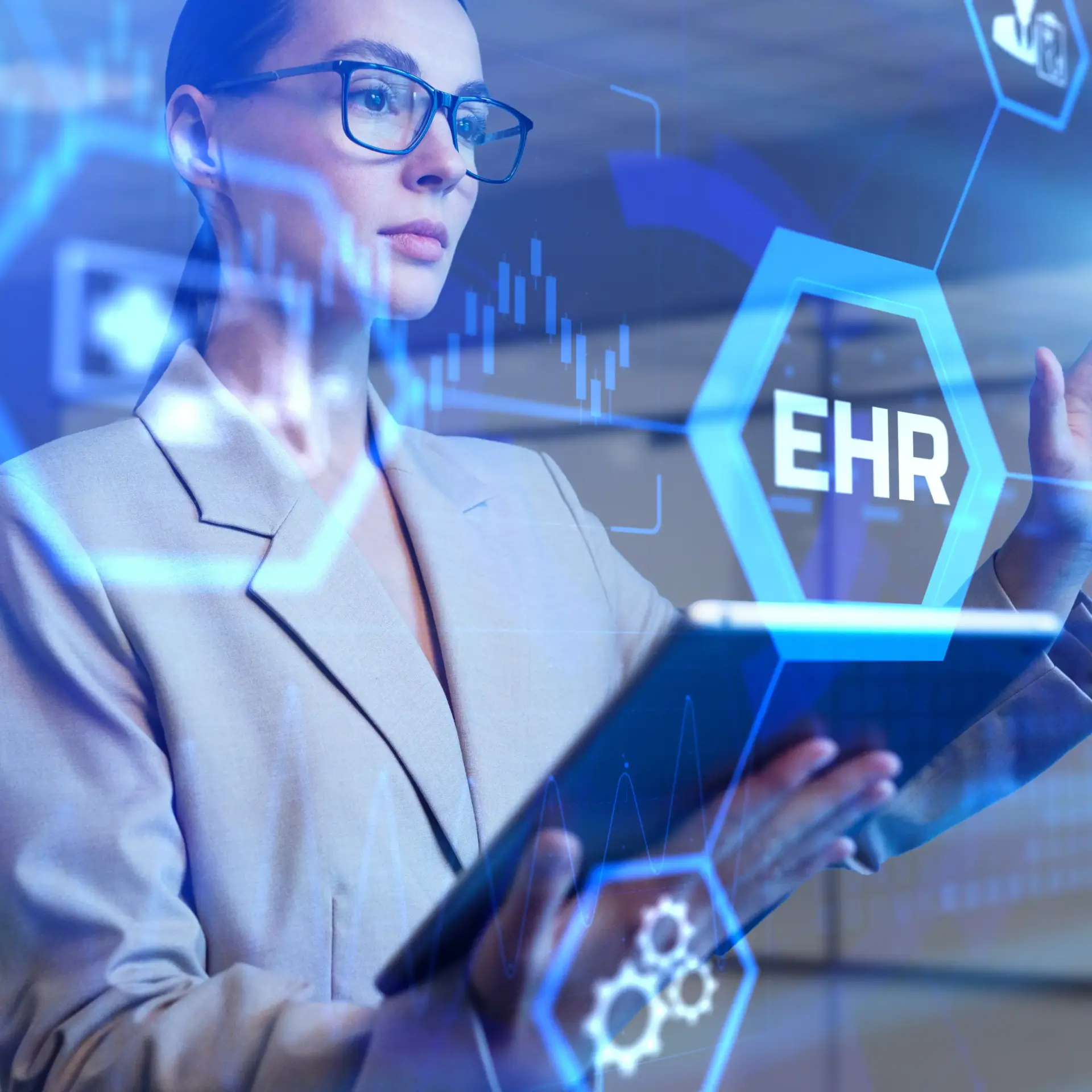 An image of a doctor looking at an EHR. Healthcare Technology Strategy