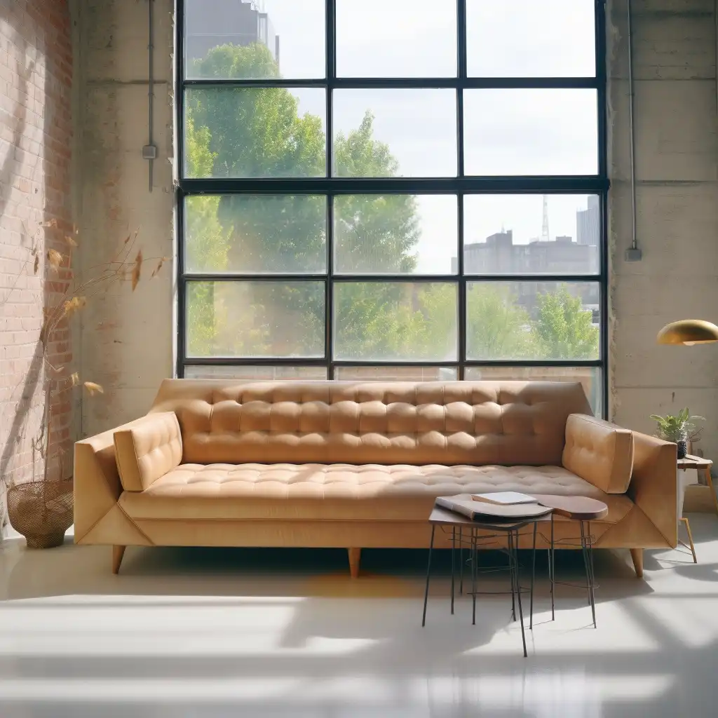 A sofa in the lobby of an IT company.